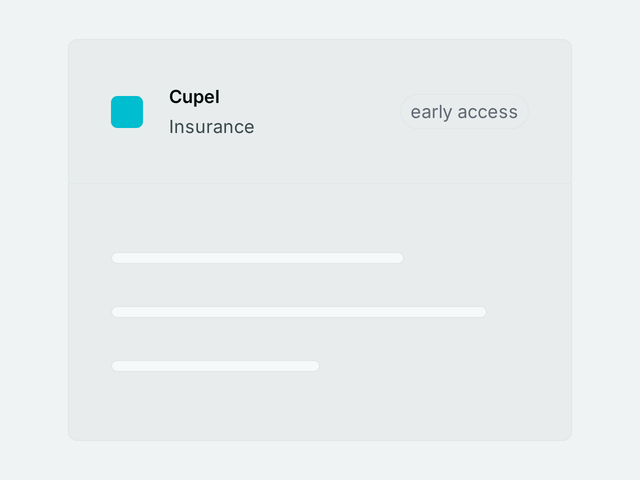 A placeholder Cupel product panel, marked early access